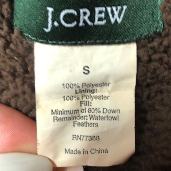 Jcrew chocolate brown feather puffer vest size S - Picture 7 of 7